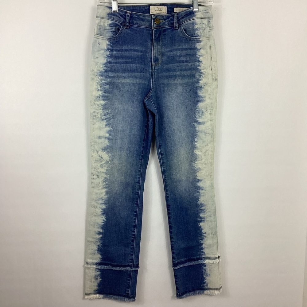 LOGO By Lori Goldstein Straight Leg Bleached Effect Jeans Size 4